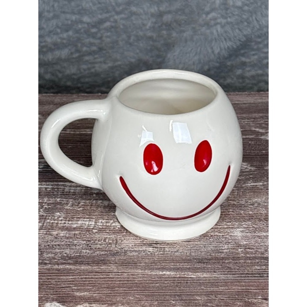 Smiley Face Mug Round Ceramic Coffee Tea Cup Novelty Fun Cute Gift McCoy 1970s